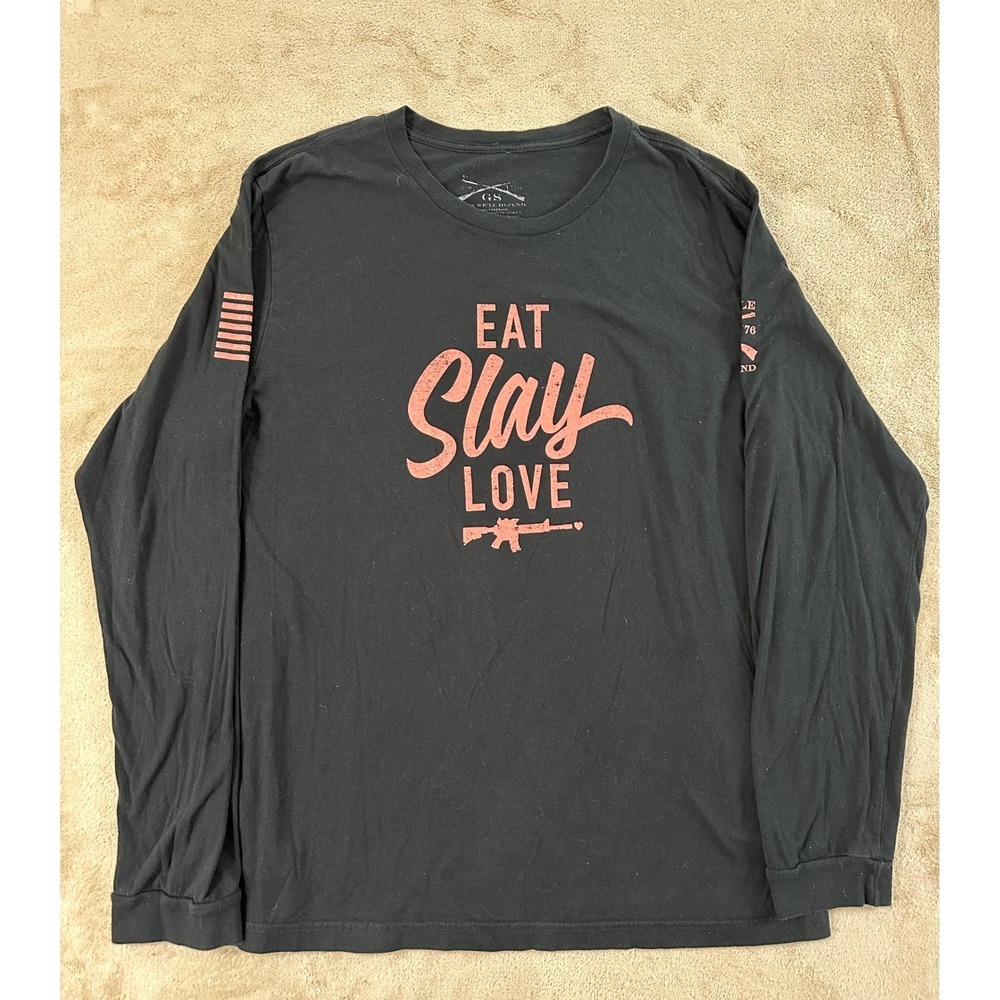 Grunt Style Eat Slay Love Black Long Sleeve Mens Size XL Graphic T-Shirt